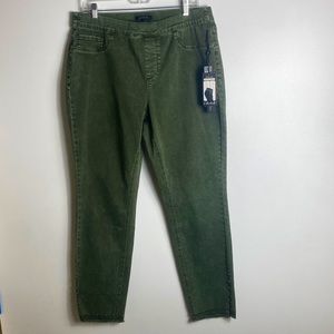 Charlie B Grandeur Pine Studded Hem Jean Style Womens Pants Elastic Waist 16 NEW